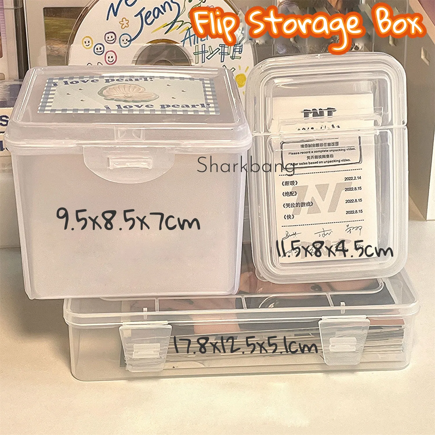 Sharkbang ABS Flip Storage Box Transparent Desktop Organizer Large Capacity Postcards Stickers Box Subpackage Holder Stationery desktop storage box stationery storage box