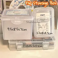 Sharkbang ABS Flip Storage Box Transparent Desktop Organizer Large Capacity Postcards Stickers Box Subpackage Holder Stationery 1
