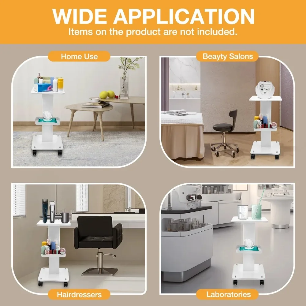Beauty Instruments Cart Barber Shop Rolling Trolley with Wheels Multi Functional Mobile Utility Cart White Movable Storage Shelf multi layer storage trolley