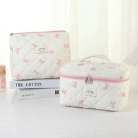 2024 Korea Bow Print Women Makeup Bag Large Capacity Portable Cosmetic Case for Travel Toiletries Cosmetics Storage Bag 2