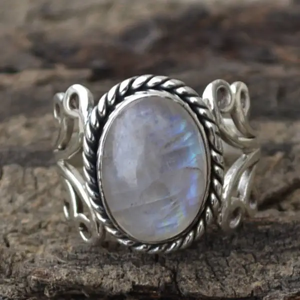 

European and American jewelry wish new hot sale hot moonstone ring exaggerated first jewelry