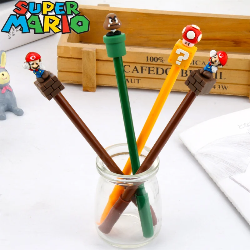

Cute Super Mario Gel Pen Anime 0.5mm Black Ink Neutral Pen Cartoon Student School Supplies Stationery Pen Children Exam Pen Gift