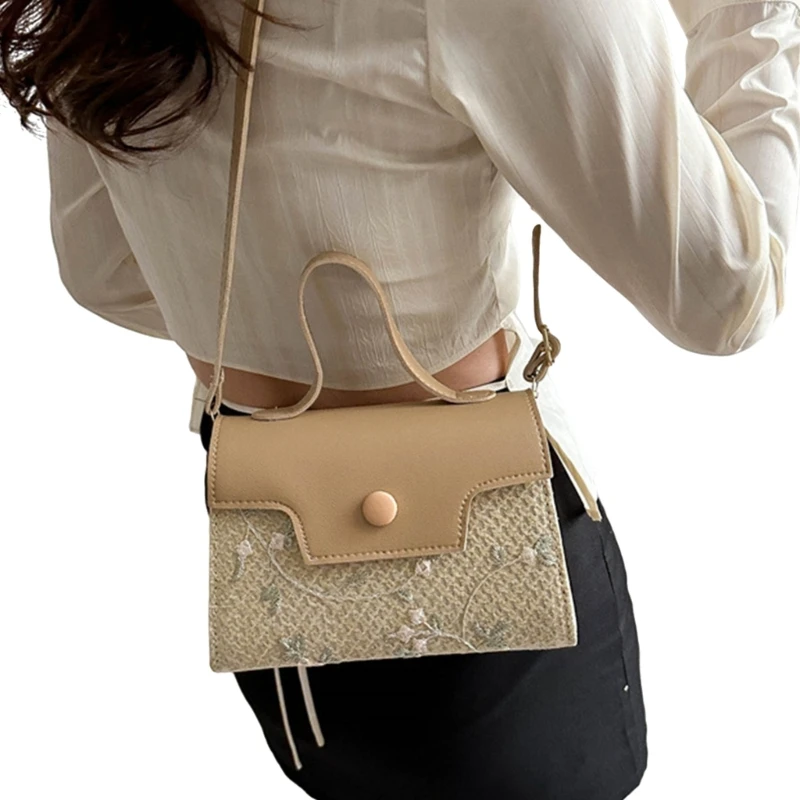 Unique Straw Bag Fashionable and Practical Crossbody Purse Casual Shoulder Bags E74B