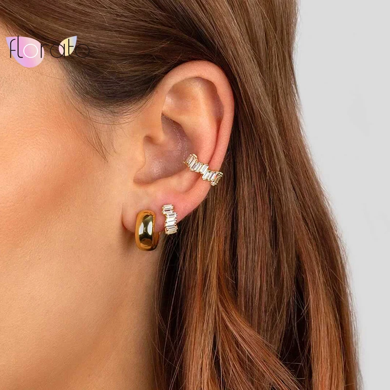 Orecchini A Clip Non Piercing WOZNU – Ear Cuff Donna In Ottone Placcato Oro, Ipoallergenici, Senza Buco Per Cartilagine, Regalo In Confezione