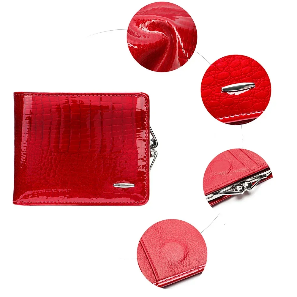 Luxury Designer Woman Wallets for Coins and Cards Genuine Leather Short For Female Ladies Evening Cluthes Clip Purse