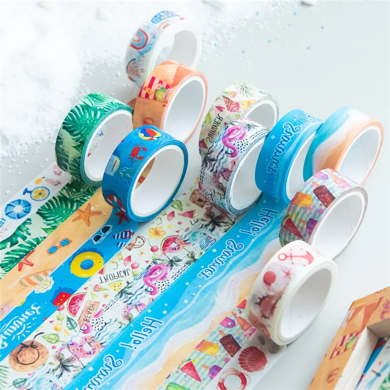 10 pcs/pack Summer Beach Swimming Cool Washi Tape Set Scrapbooking Diy Masking Tape Diary Journal School Supply Stationery 6