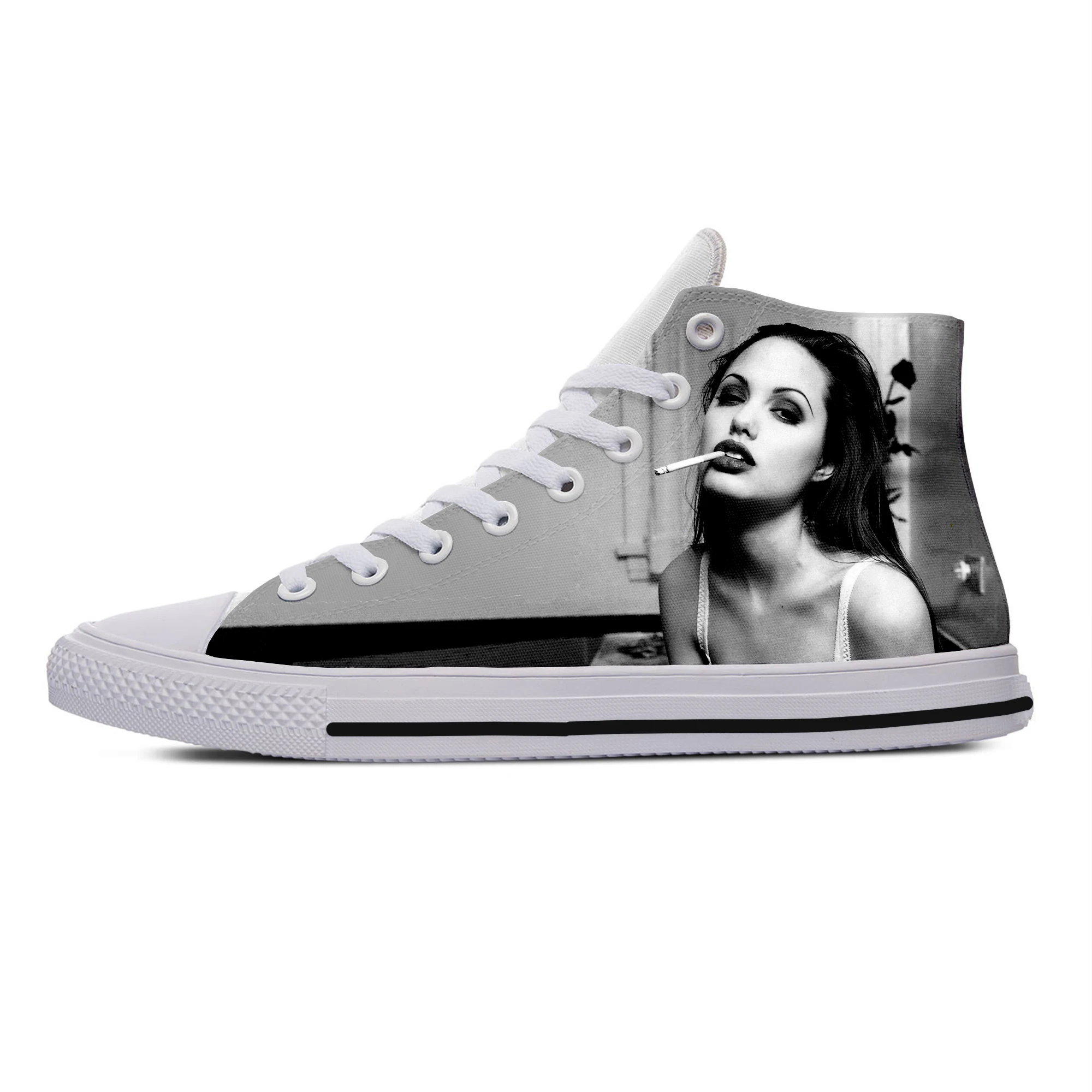 

Hot Summer Fashion Angelina Jolie High Sneakers Men Women High Quality Handiness Casual Shoes Breathable High Top Board Shoes