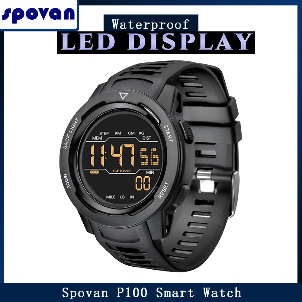 

Spovan P100 Smart Watch Outdoor Sports Smartwatch Swimming 50M Waterproof Running Time Bluetooth Calorie Counter Digital Reloj