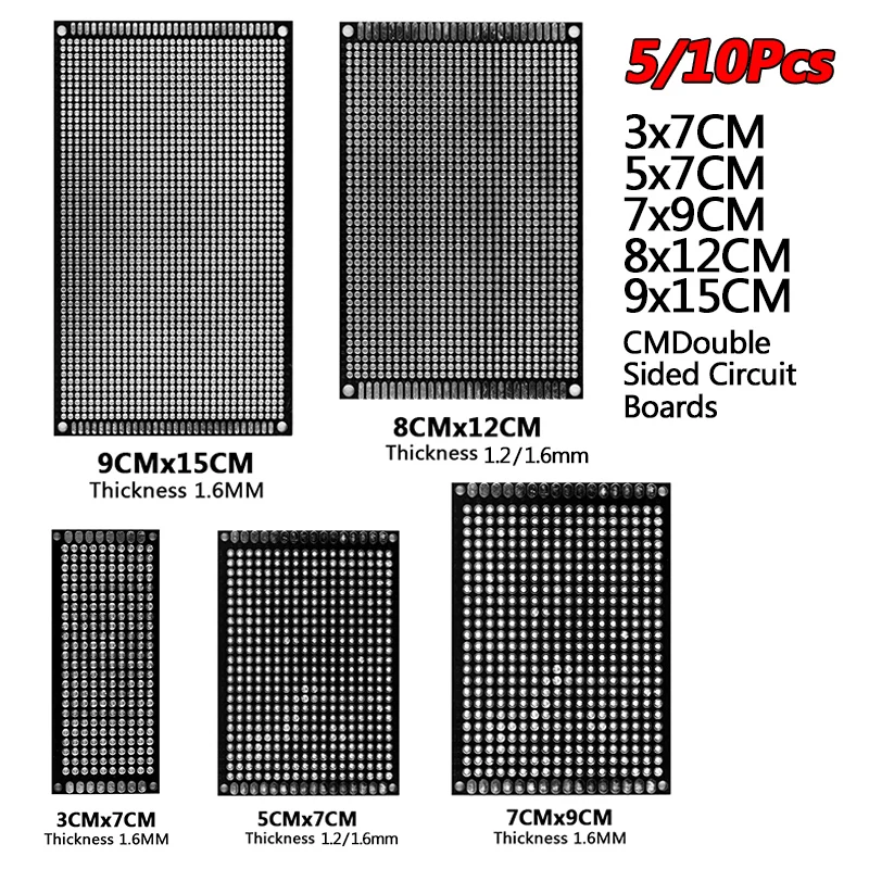 PCB Board Prototype Board Black Double Side Circuit Boards 3x7 5x7 7x9 8x12 9x15cm DIY Electronic Kit 5/10PCS