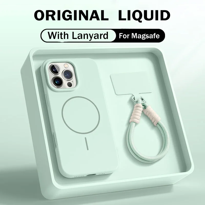 Premium Liquid Silicone Lanyard Strap Case with Magnetic Soft Cover