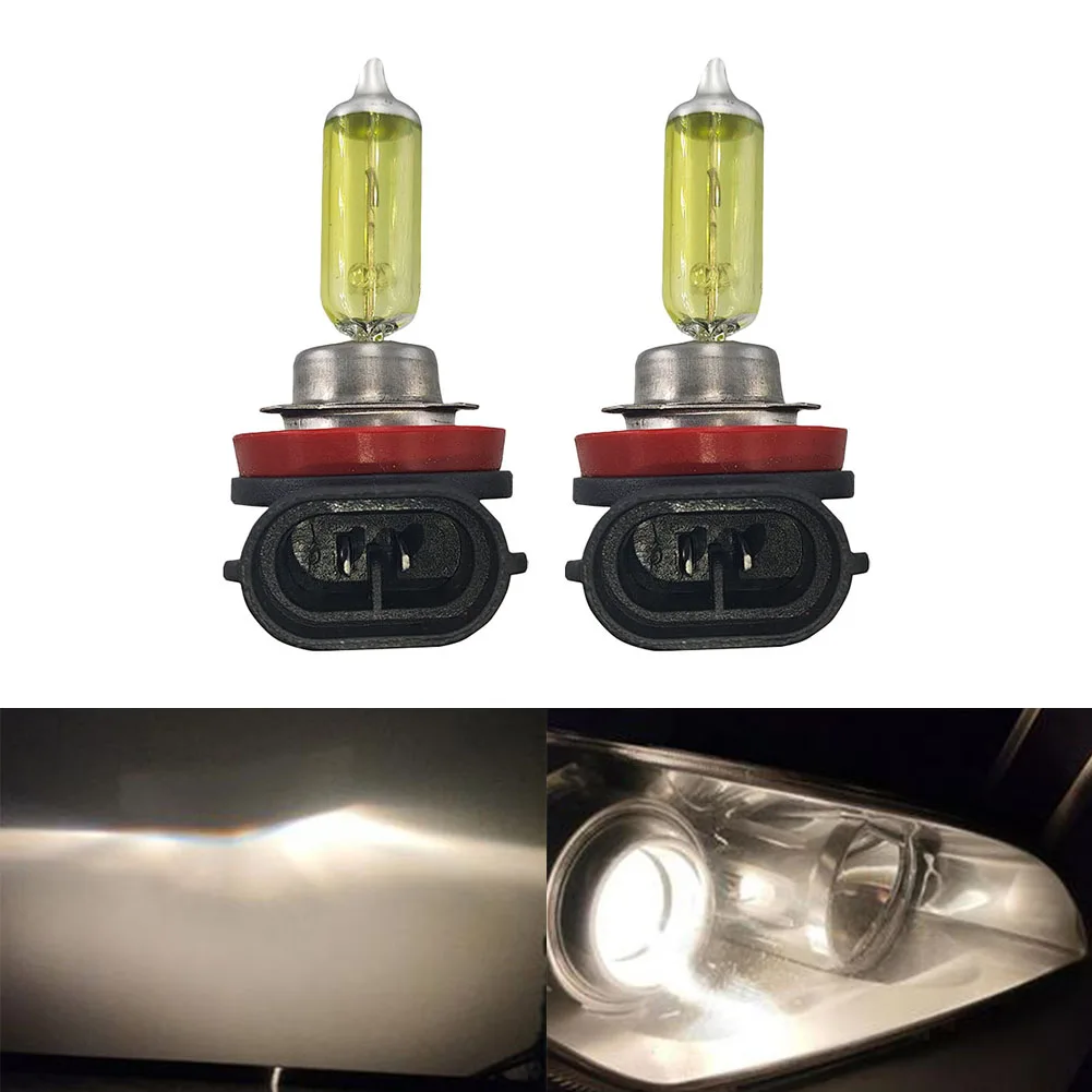 

2x Yellow H11 H8 H9 Halogen Bulb High Beam Headlight Daytime Running Light Super Bright Universal Headlight Lamp Car Accessories