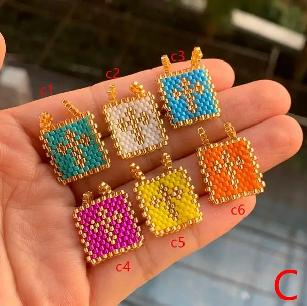 6PCS, Rainbow Heart Cross Pendant Miyuki Bead Necklace Charm, Love Bracelet Charm Colorful Accessories 4