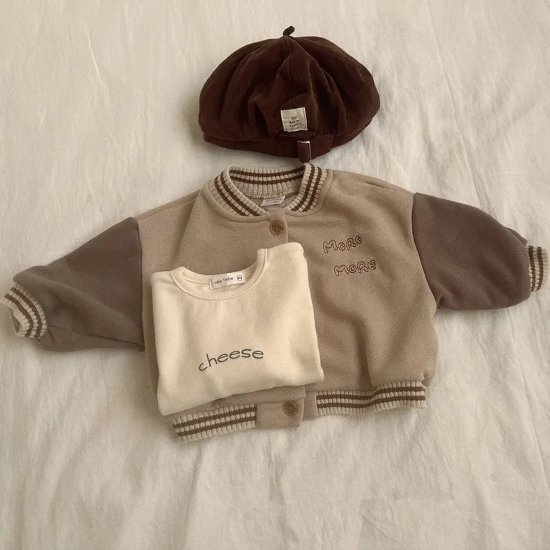 Autumn baby boys fashion letters embroidery patchwork jackets Infants casual everyday cozy coats Outwears