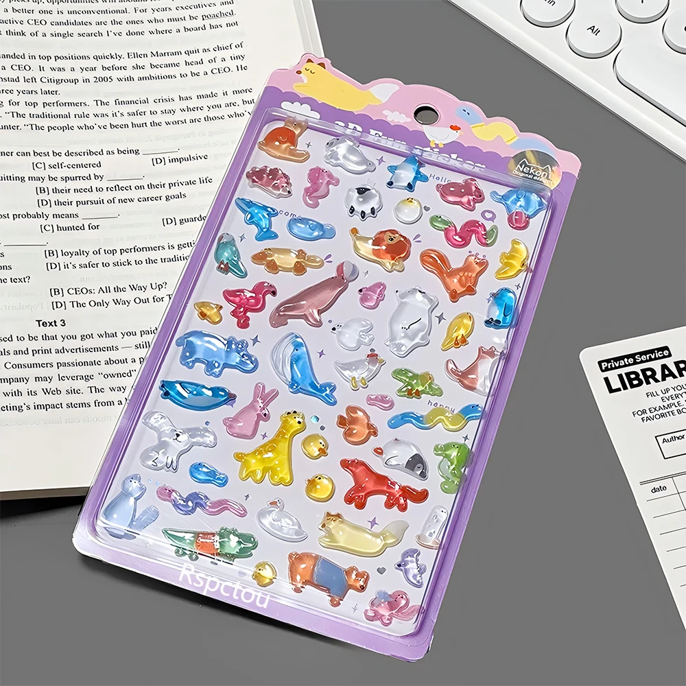Koreanische Niedliche Cartoon 3D Relief Tier-Aufkleber für Scrapbooking, DIY, Journal, Schreibwaren, Dekoration, Bürobedarf – Detail 8