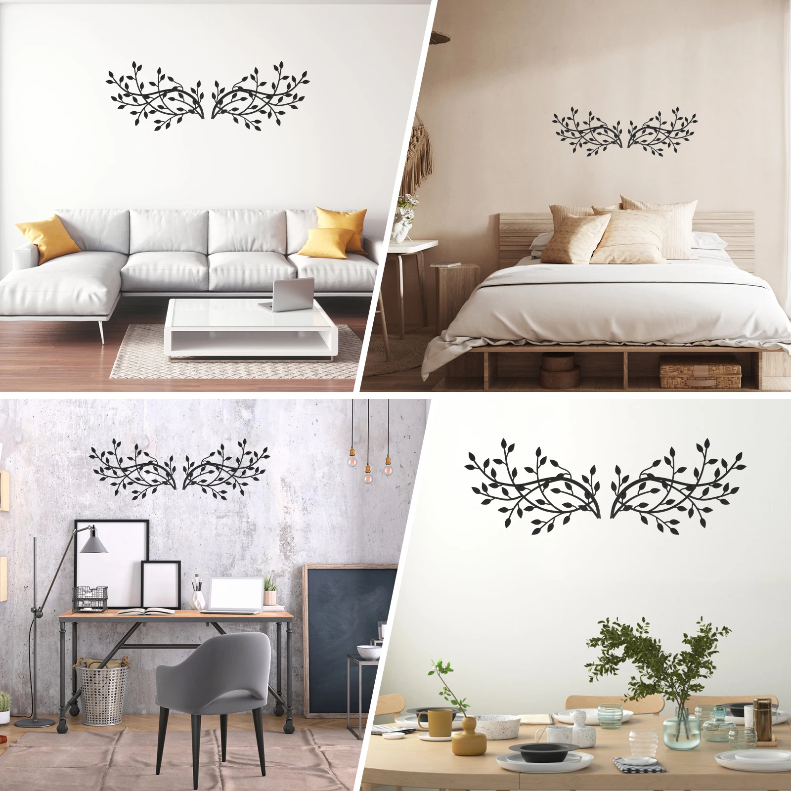 Zhengy - 2 Piezas De Etal Para Decoración De Pared De Hojas De árbol