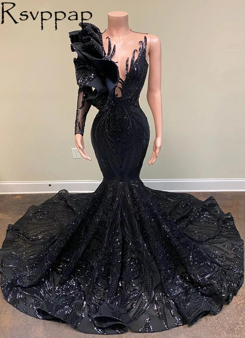 yellow prom dresses Black Mermaid Long Prom Dresses African Girl Designed Single Sleeve Sparkly Sequin Women Party Prom Dress 2022 blue prom dresses