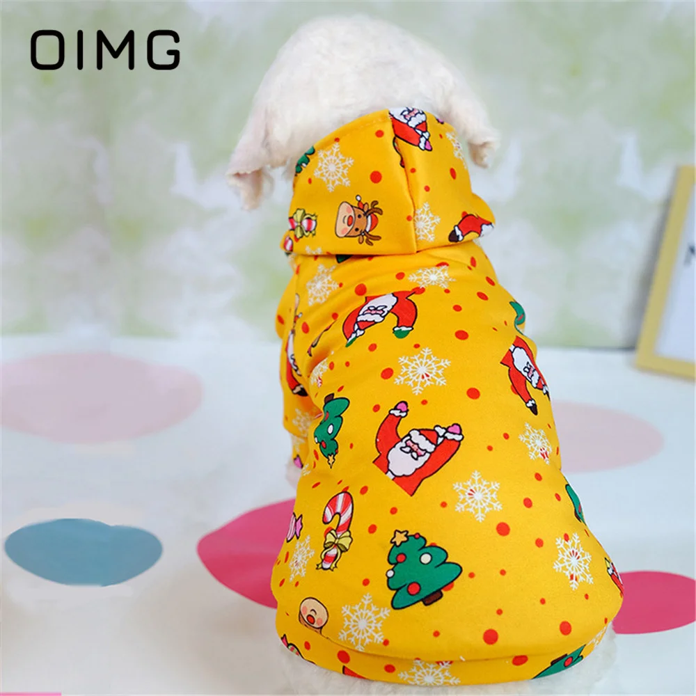 

OIMG Autumn Winter New Cat Dog Hooded Sweater Bichon Teddy Dachshund Christmas Pet Clothes Pink Cartoon Small Dogs Fleece Hoodie