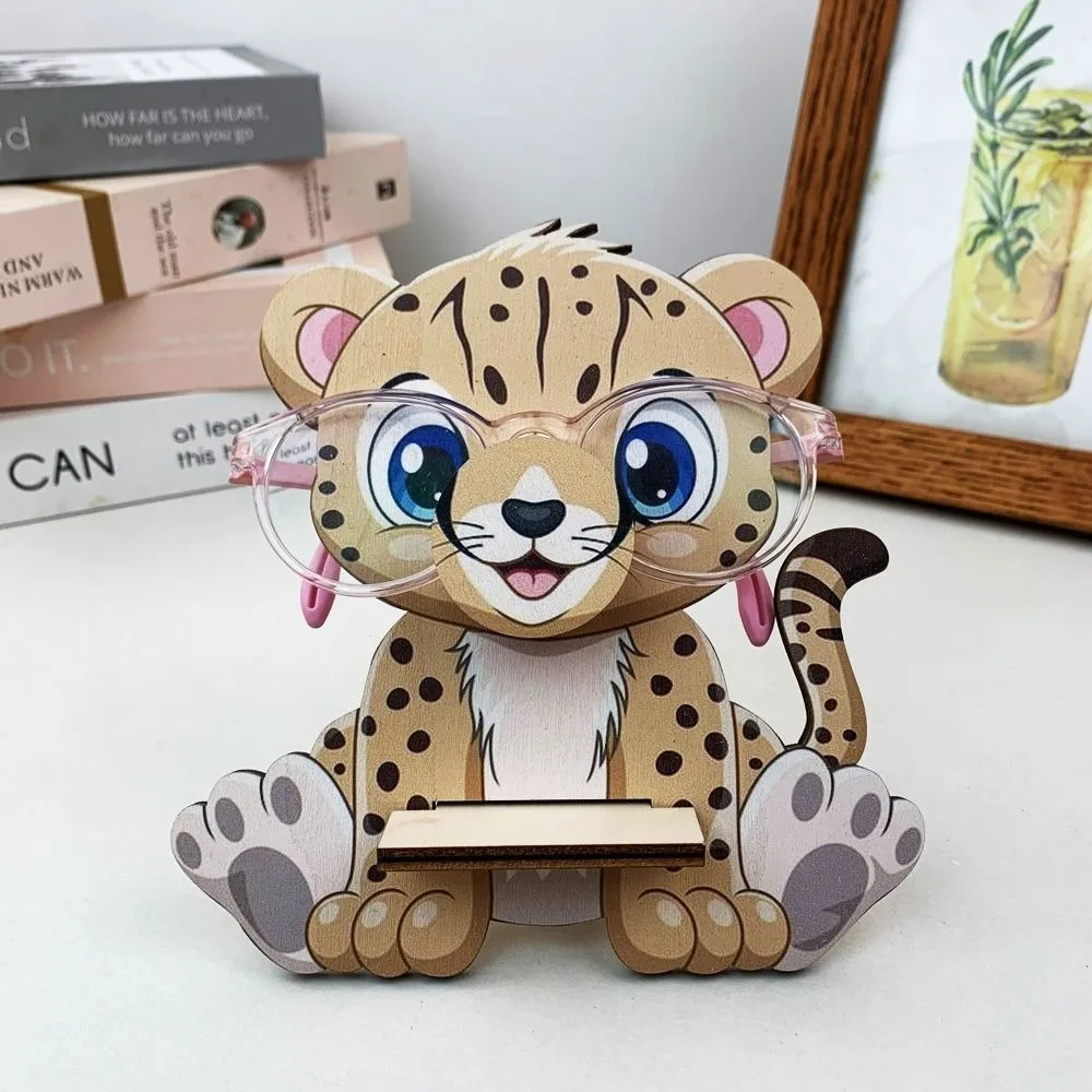 Handcrafted Cartoon Animal Wooden Eyeglasses Holder Stand - Cute Spectacle Storage Rack