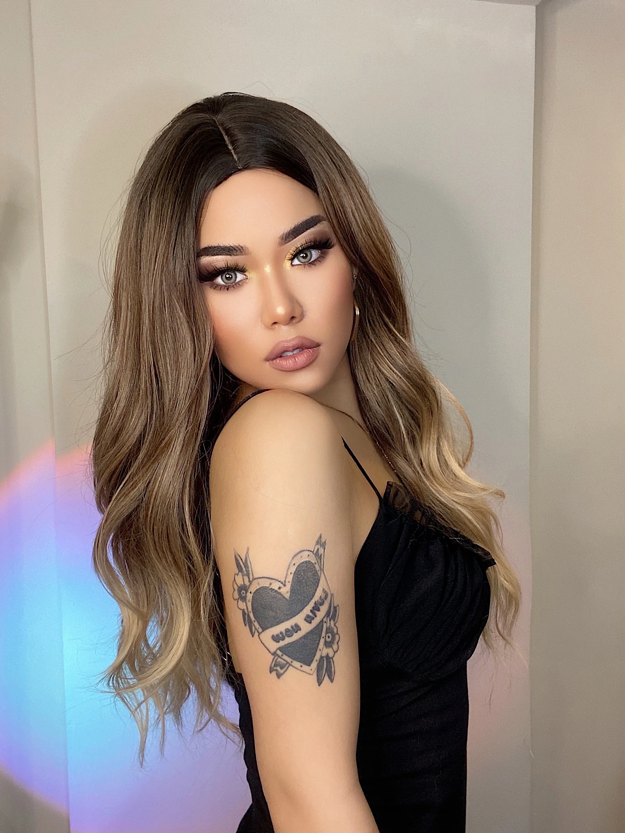 Onda do Corpo Perucas para as Mulheres Resistente ao Calor Peruca de Cabelo Henry Margu Longo Ombre Preto Marrom Loira Cinza Perucas Sintéticas Natural Cosplay 8 High Quality Apliques e perucas