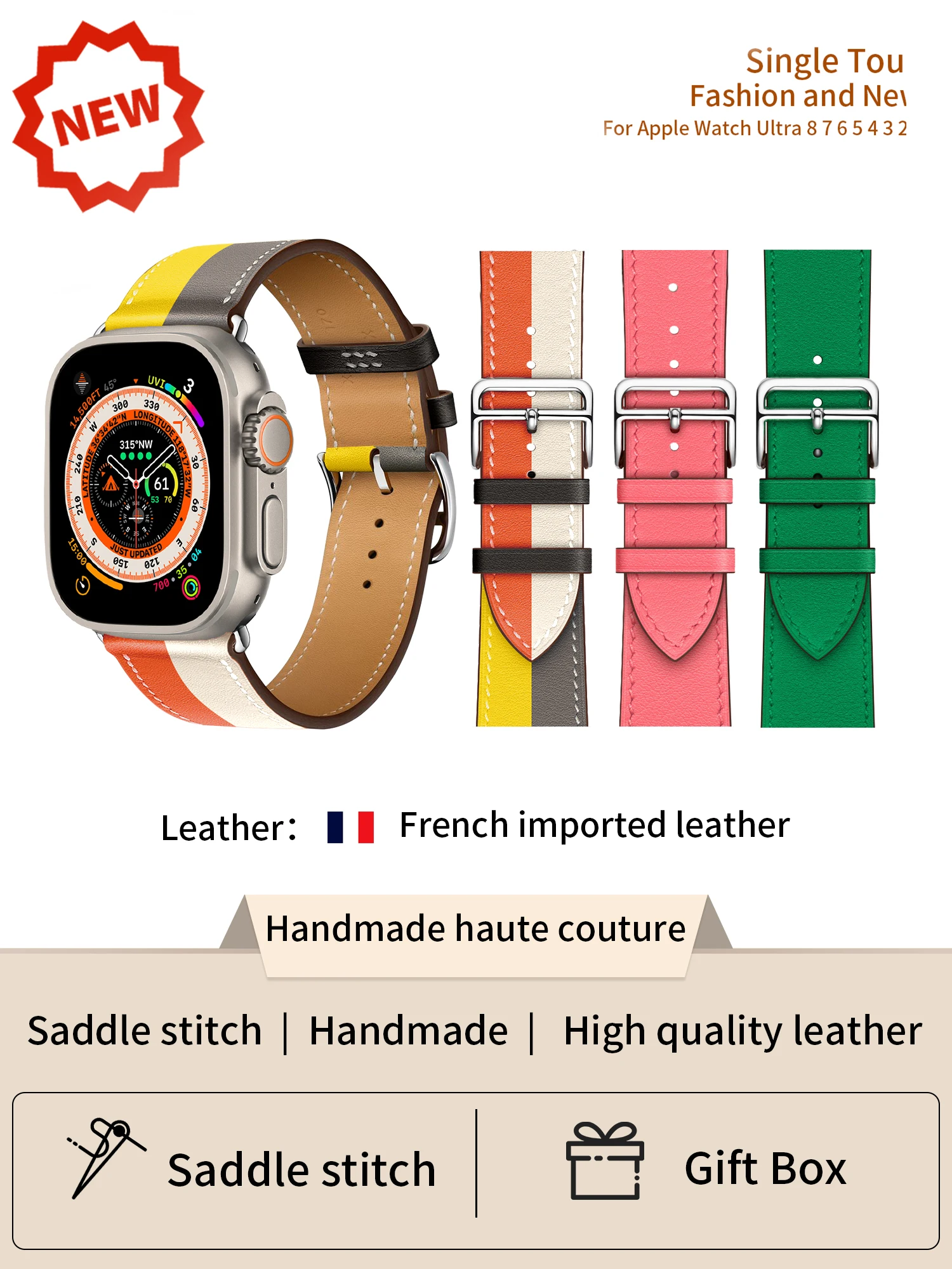 Buy French Barenia Leather Apple Watch Band in Fauve Color