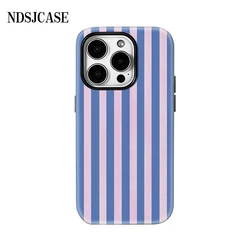 Luxury Double - Layer Blue & Pink Vertical Stripes Phone Case - iPhone 14 Plus (FLR - TS32111A1)