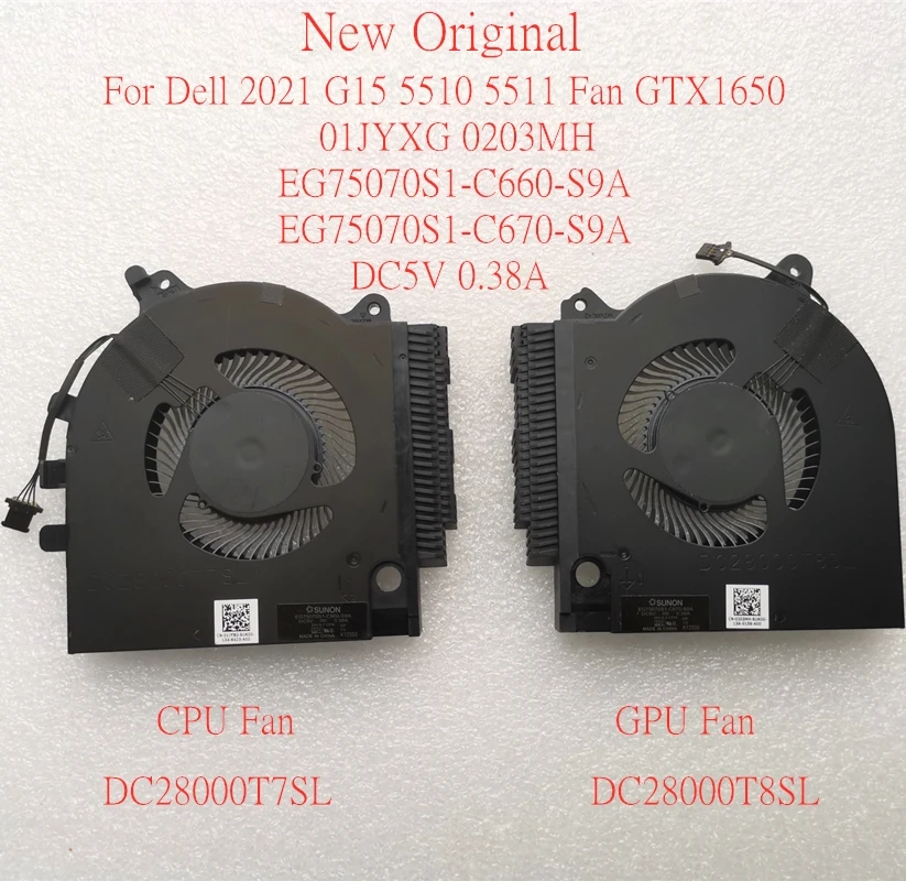 

Новый оригинальный охлаждающий вентилятор для ноутбука Dell 2021 G15 5510 5511 вентилятор GTX1650 01JYXG 0203MH EG75070S1-C660-S9A DC5V