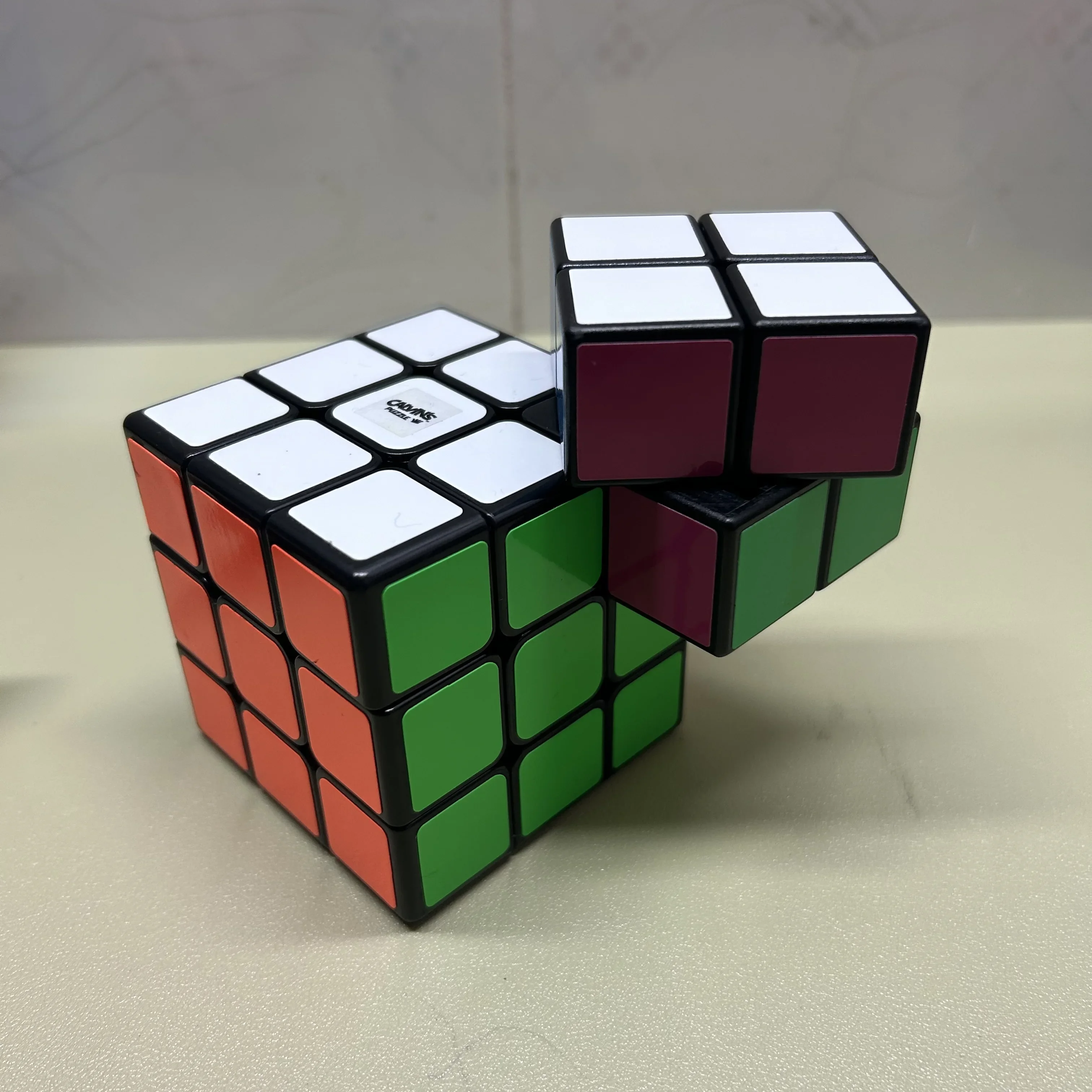 New Calvin's Puzzle 3x3 2x2 Conjoint Cube Hybrid Siamese 3x3x3-2x2x2 Black Body (Fused, mod) Children's Educational Toy