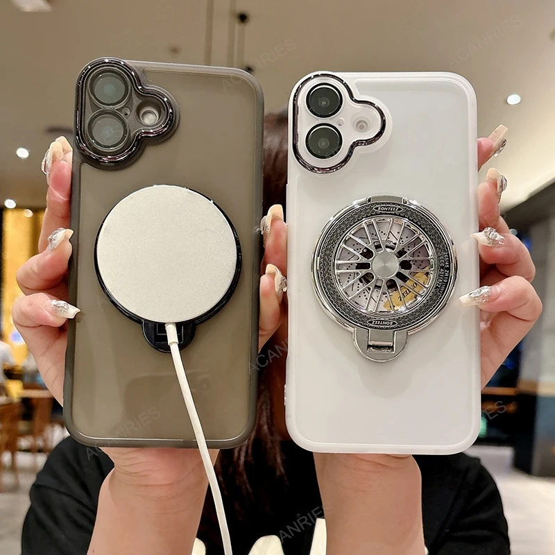 Clear Silicone Case with Spinning-Top Stand Cover
