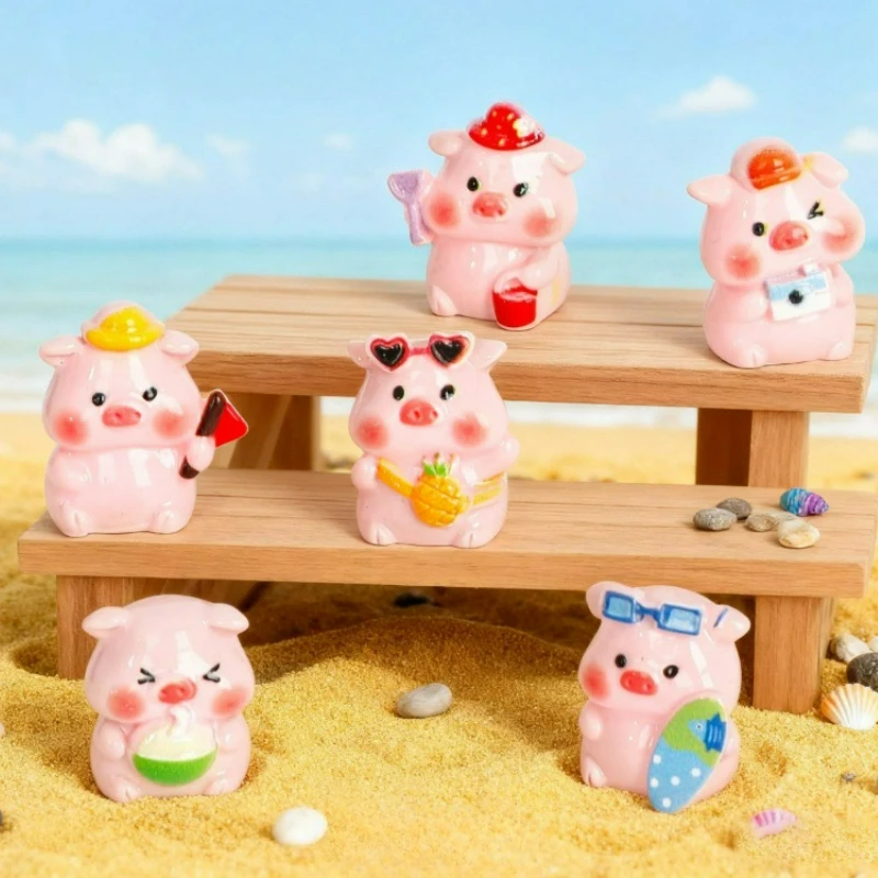 Charming Pink Pig Resin Figurines - Kawaii Miniature Home & Garden Decor Ornaments