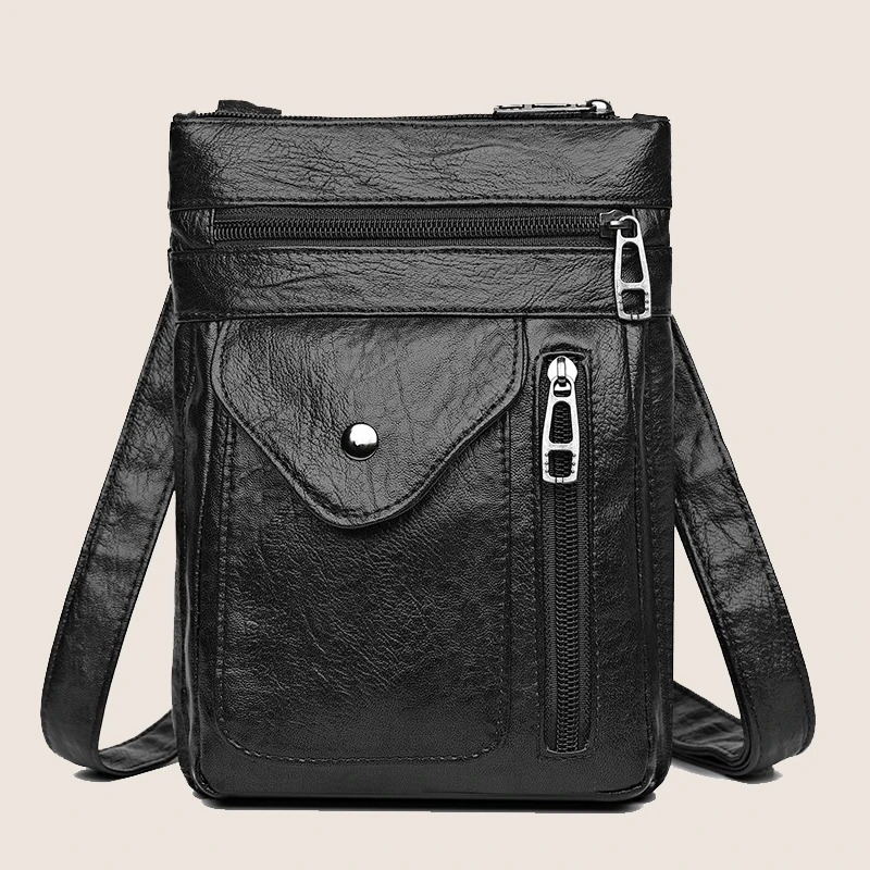 Ladies' soft leather shoulder bag, mobile phone bag, layered bag, mailman, one shoulder luxury designer, ladies' handbag, wallet