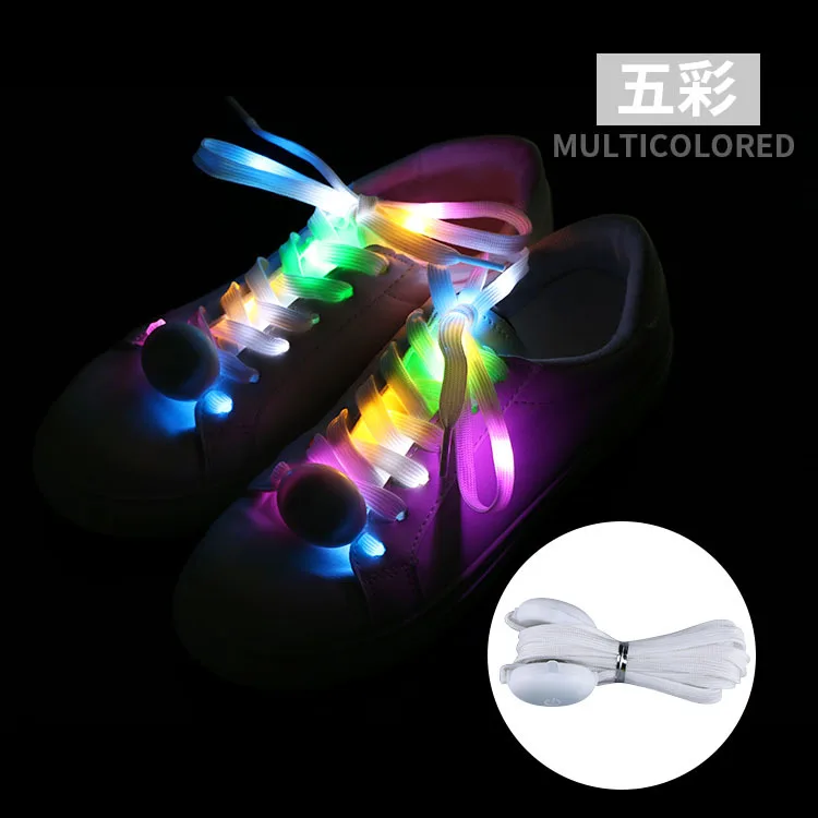 

1 Pair New LED Shoelaces Luminous Flashing Shoe Laces Disco Party Light Up Glow Nylon Strap 120cm Luminous Round Flash No Tie