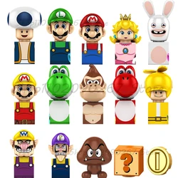 KF6186 KF1929 Super Mario Building Blocks Cartoon Bricks Anime Mini Action Figures Heads Assembly Toys Dolls Kids Birthday Gifts