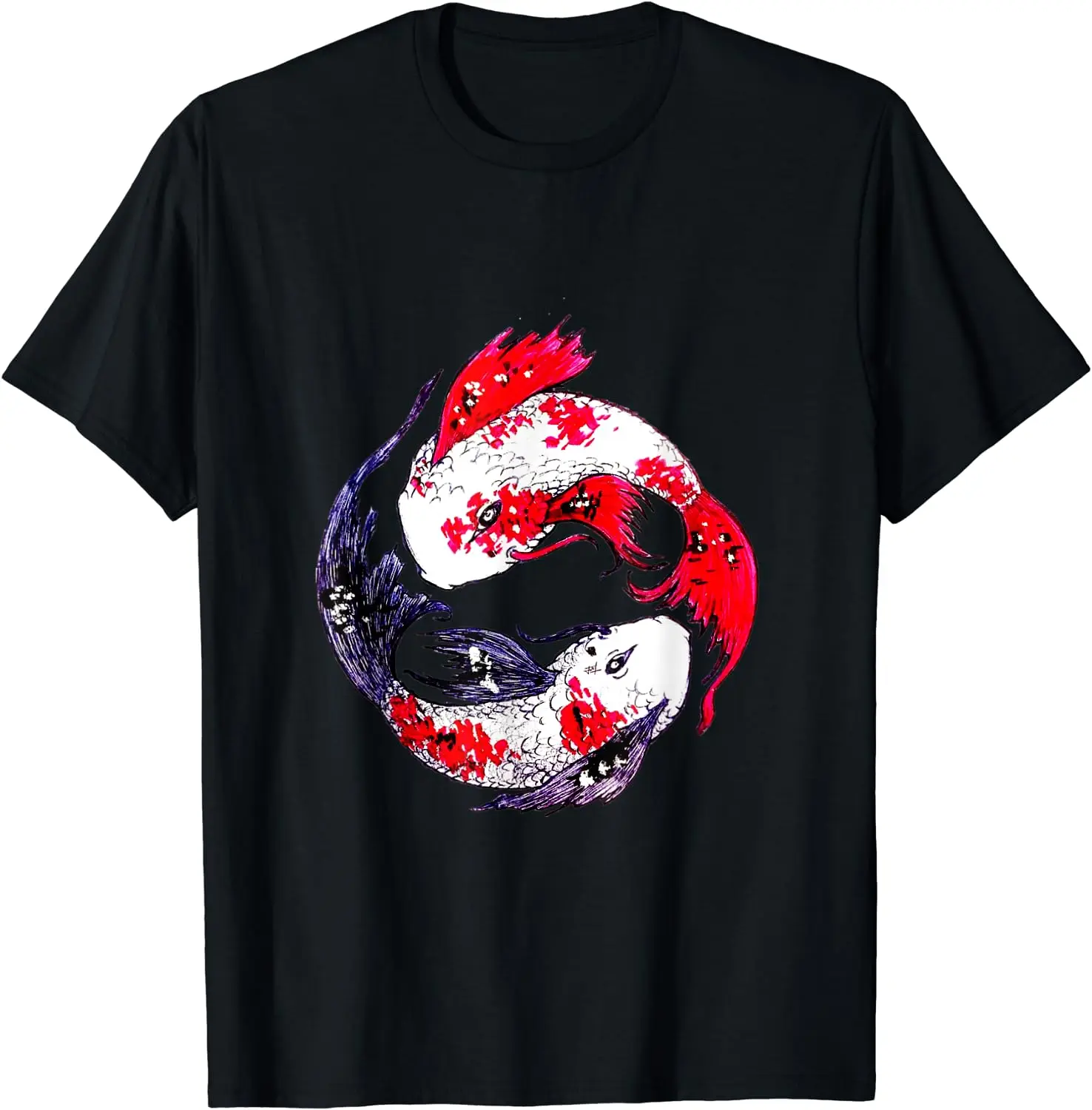 

Yin Yang Koi Fishes Men Women Short Sleeve Cotton T-Shirt gift by Joitamix
