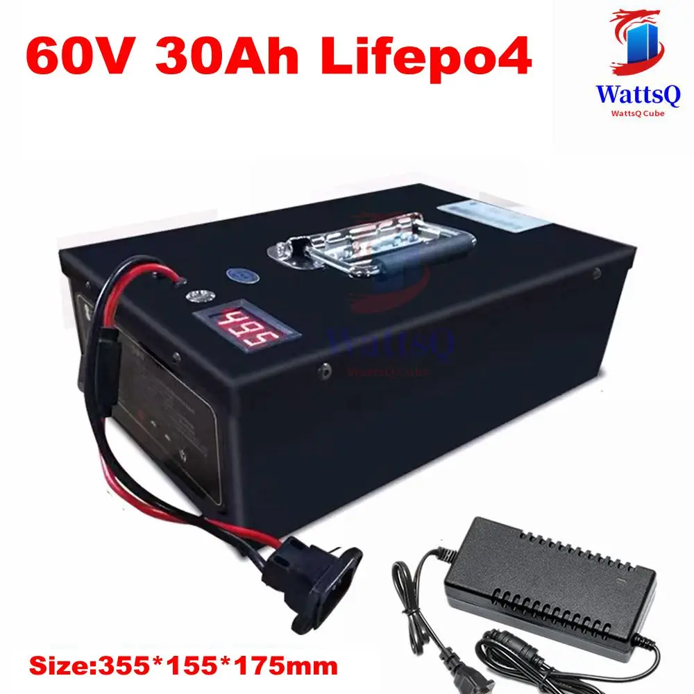 

lithium 60V 30Ah lifepo4 battery with BMS for 2500w 1500W Bicycle bike Scooter boat Tricycle Forklift Tricycle + 5A charger