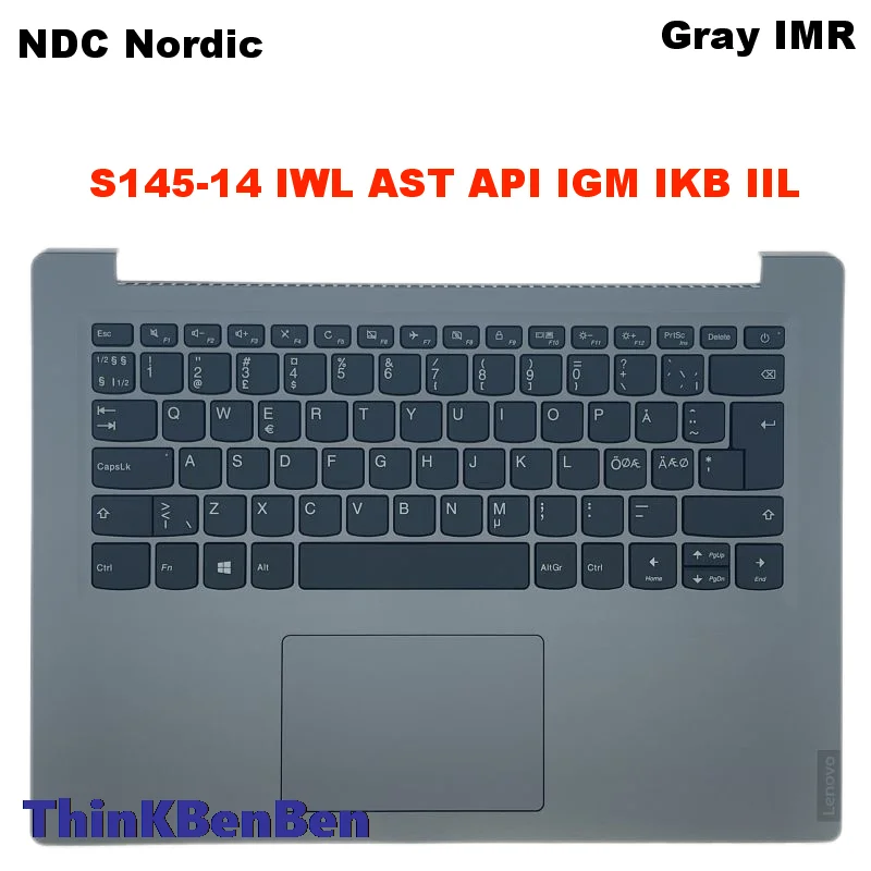 

NDC Nordic Keyboard With Gray IMR Palmrest Upper Case Shell Cover For Lenovo Ideapad S145-14 IWL AST API IGM IIL 5CB0S17114