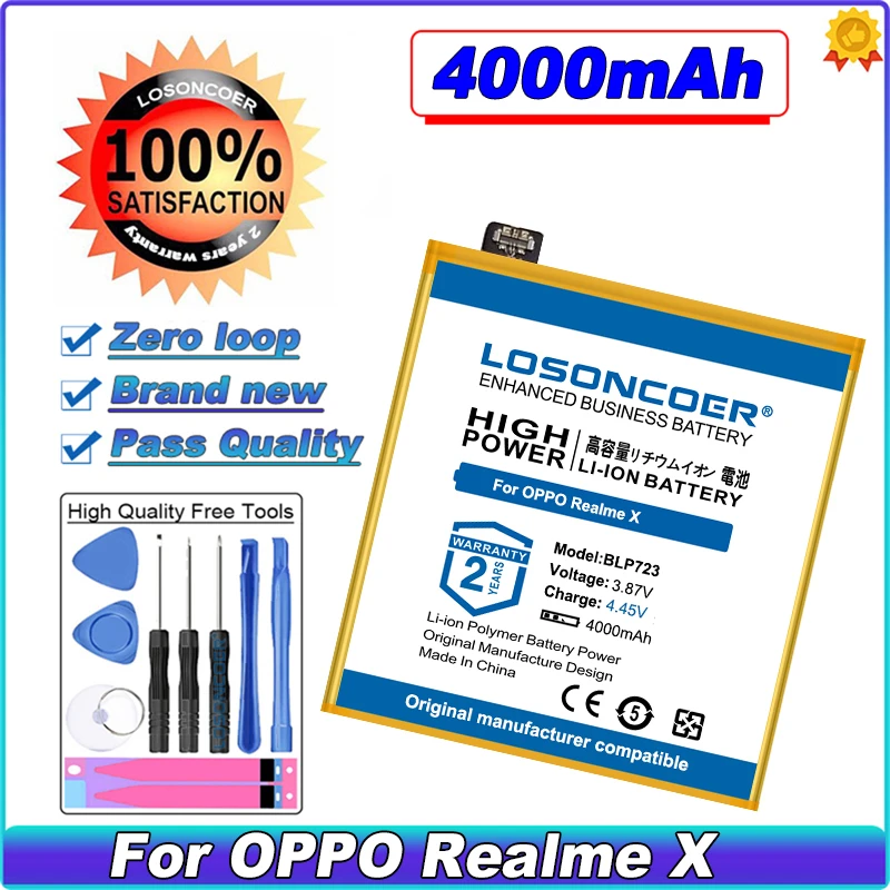 

LOSONCOER 4000mAh BLP723 Mobile Phone Battery For OPPO Realme X Batteries