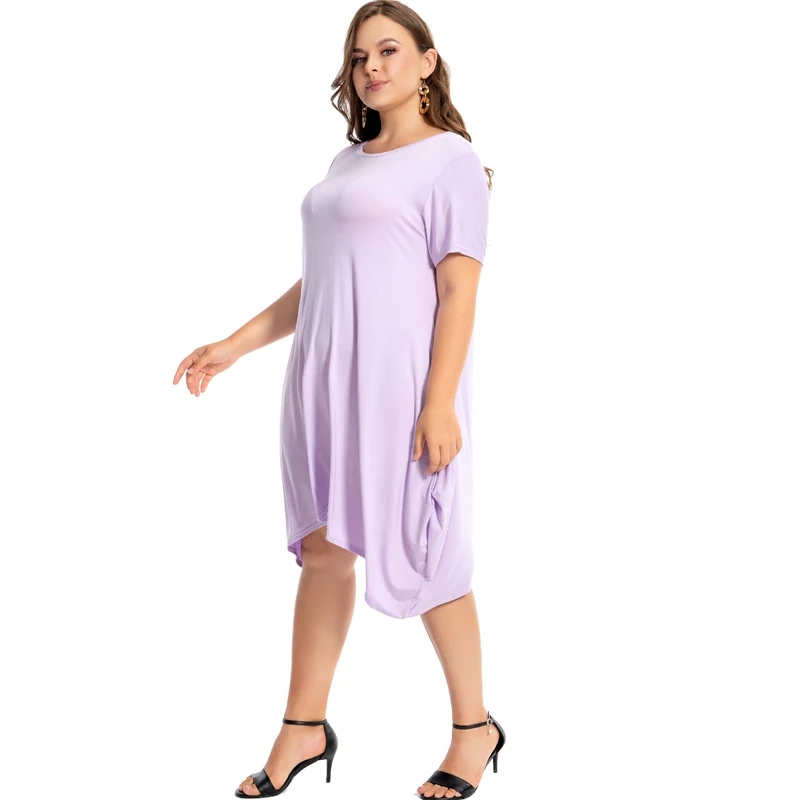 Women Dresses Summer Plus Size Casual Short Sleeve O Neck Party Wedding Lounge Modal Cotton Dress 7XL 6XL 5XL Black White Red new summer women dresses casual short sleeve o neck striped plus size slim bodycon dress female solid pockets midi cotton dress