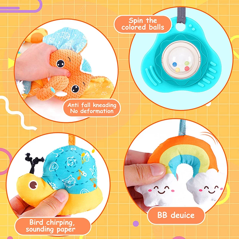 Car Seat Toys Infant Color Elephant Stroller Stretch Spiral Activity Baby Hanging Toys for Crib Mobile Newborn Sensory Toy Gifts 4