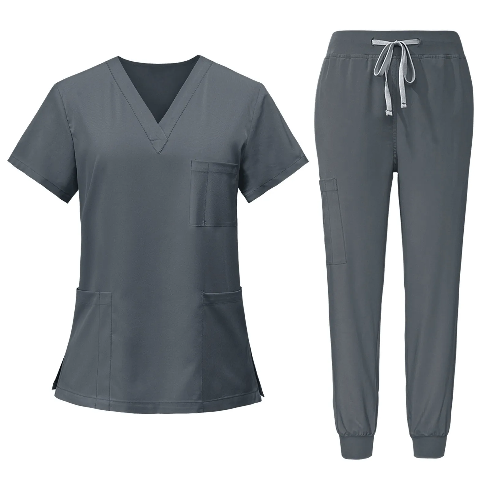 

Hospital Doctor Nursing Uniform Women Wholesale Casual Short Sleeved V-Neck Jogger Suits Nurse Pharmacy Working Medical Uniforms