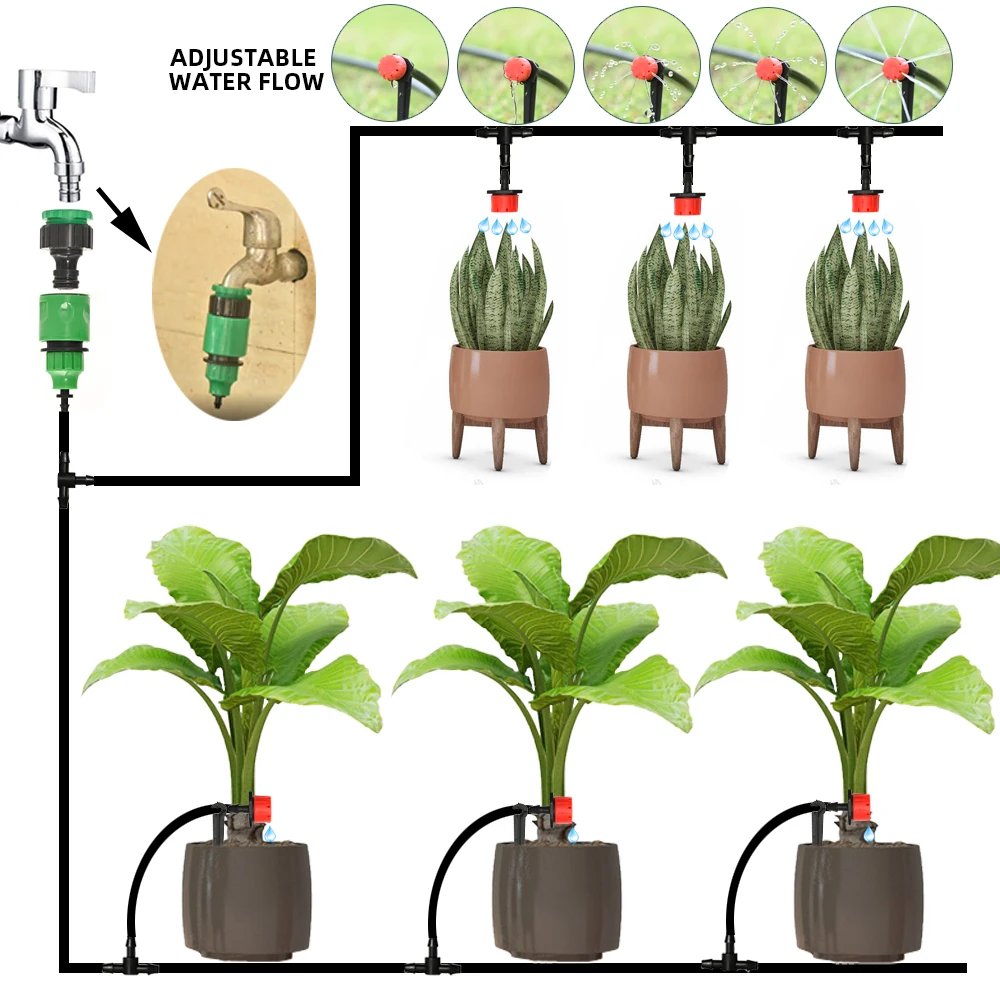 5M-60M Drip Irrigation System Plant Watering Set Watering Kits Adjustable Drippers For Irrigation Micro Garden Watering System - 2
