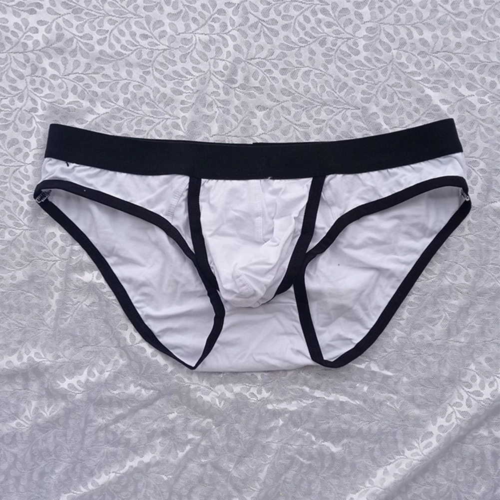 

Sexy Men Pure Cotton Low Waist Briefs Cock Hole Pouch Panties Elastic Close-fitting Absorbent Underpants Comfortable Soft Briefs