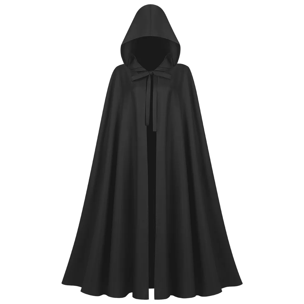 2025 New Medieval Hooded Cape for Men and Women,Halloween COS Solid-Color Monk Grim Reaper Wizard Cloak Unisex One Size Fits All