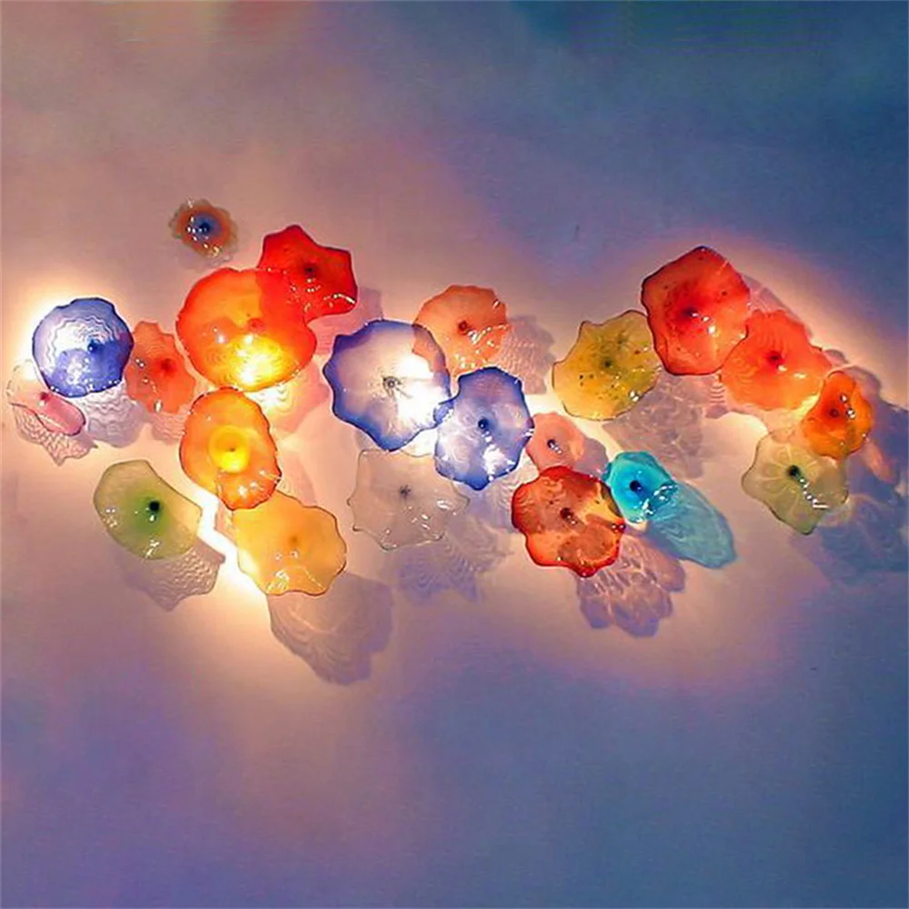 

Italy Wall Art Lamp Colorful Hand Blown Murano Glass Plates for Wall Decoration