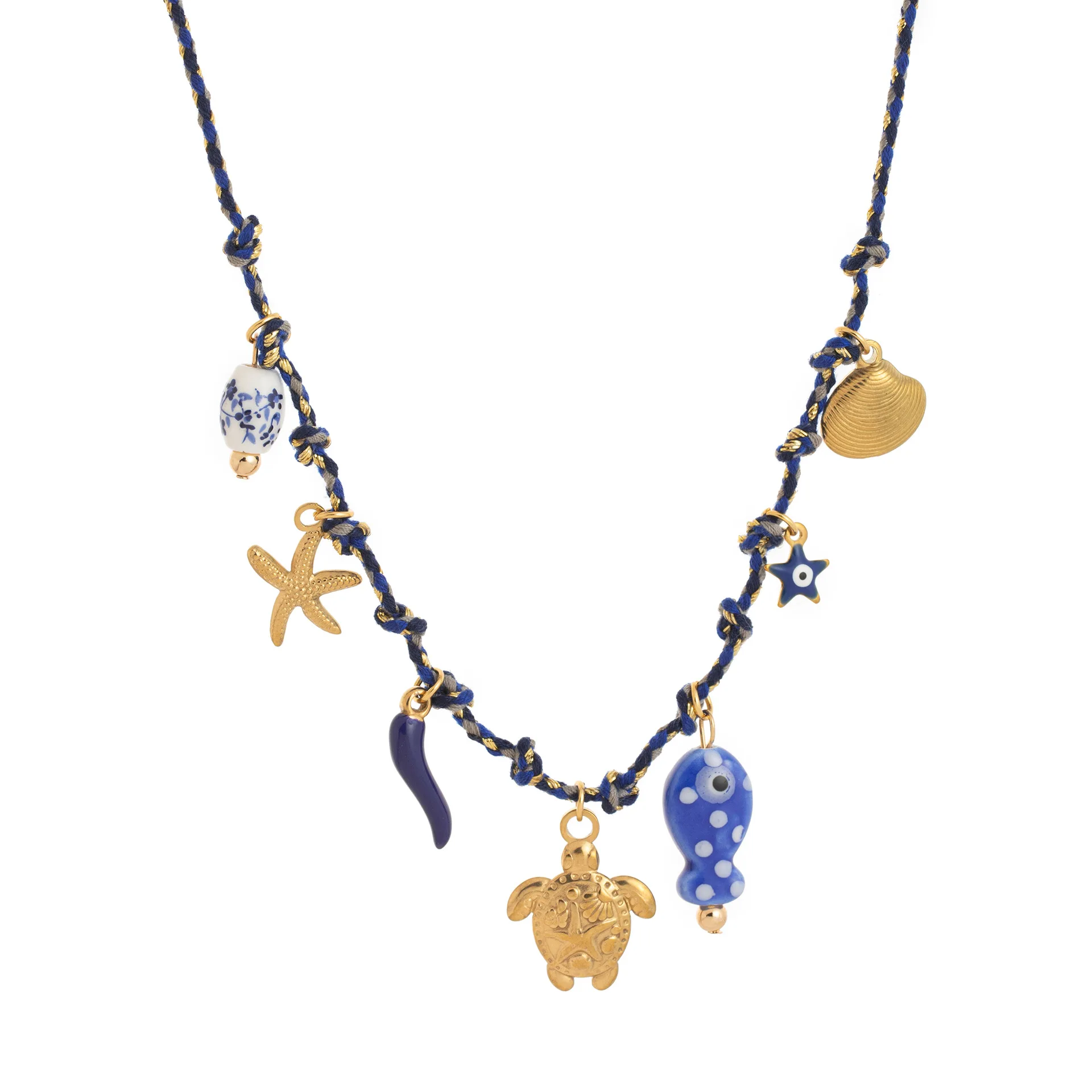 New Marine Organism Pendant Mini Sun Snail Shell Flower Charms Choker Colorful Rope Pearl Imitation Coral Necklace Beach Jewelry