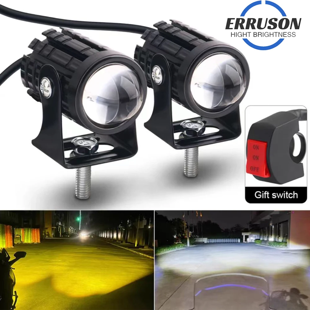 Motorcycle LED Headlight 1PCS/2PCS Super Bright Explorers Projector Fisheye Lens Fog Auxiliary