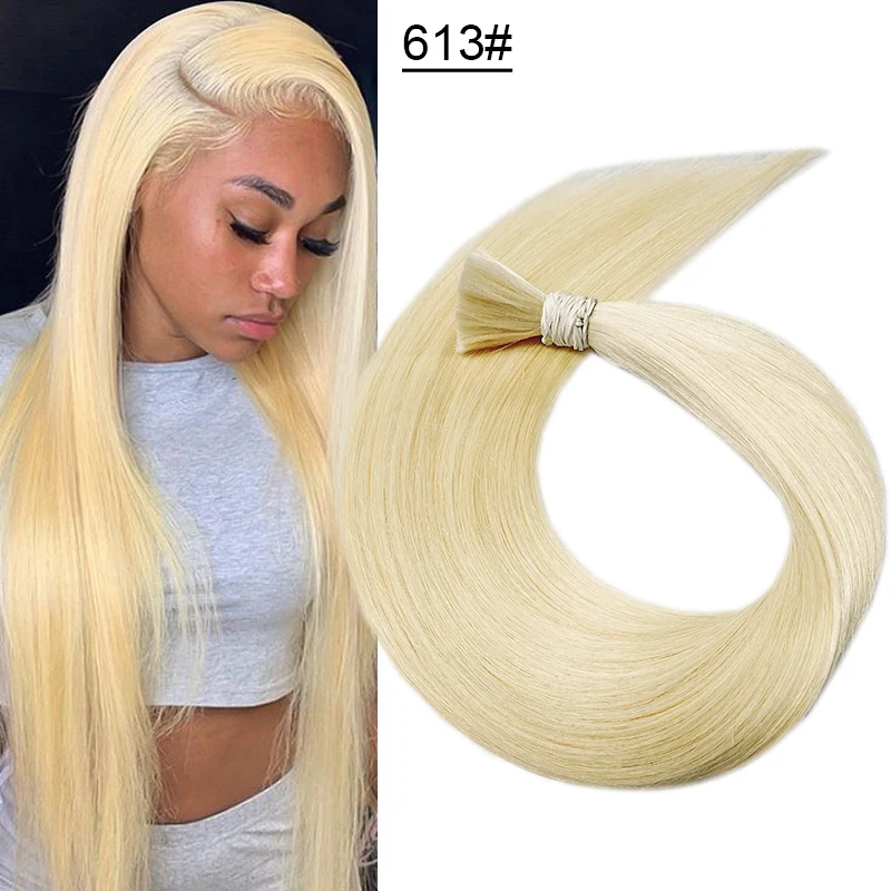 100% Real Human Hair Bulk Hair Machine Made Virgin Remy Straight Bulk 18-30inch 100g Natural Blonde Extension No Weft human hair extensions