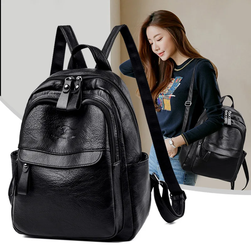 

Women's Backpack Bags for Women 2023 New Luxury Backpacks Soft Leather Student Backpack Korean Schoolbag Woman Travel Bagpack