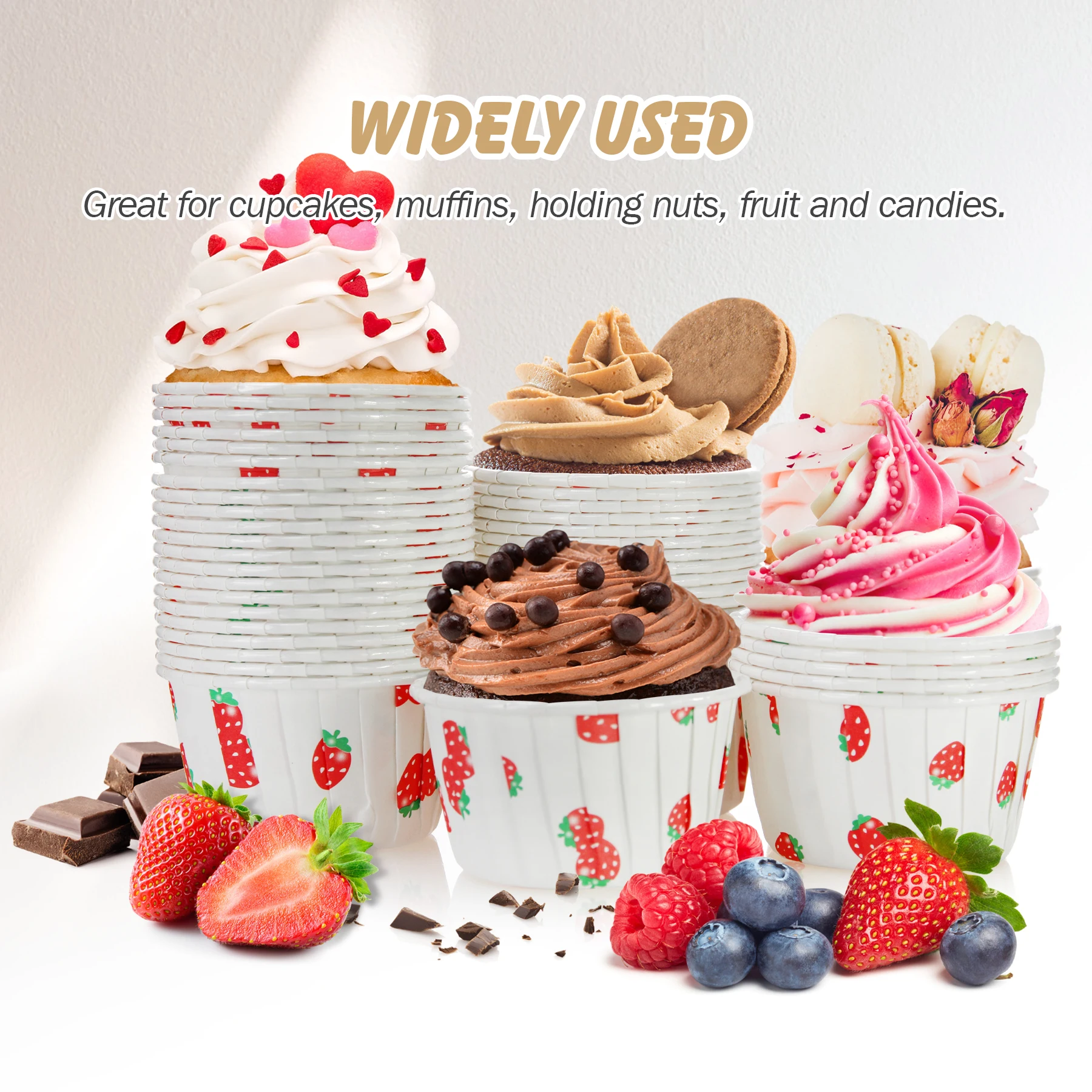 Hot 50Pcs Large Muffin Strawberry Cupcake Liner Cake Wrappers Baking Cup Tray Case Cake Paper Cups Pastry Tools Party Supplies