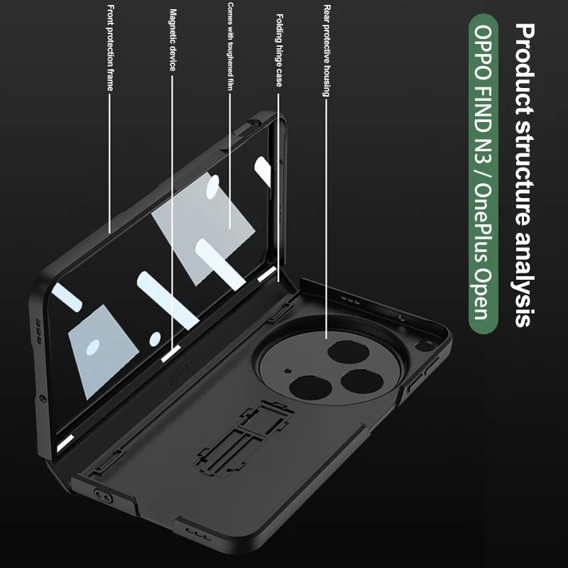 Armor Bracket For Oneplus Open Case Front Glass Film Magnetic Hinge Protection Cover For Oneplus Open