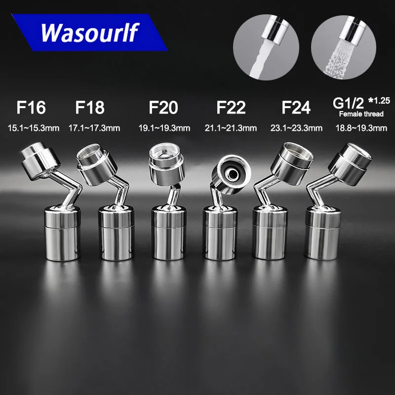 

WASOURLF Adjustable 360 Swivel Water Saving Faucet Aerator M22 Two Mode Adapter Male Thread M20 Kitchen Tap Sprayer Accessories